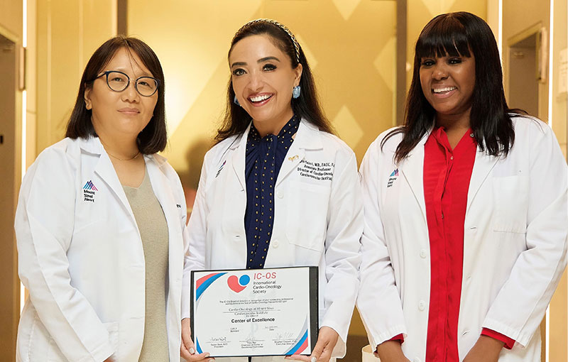 Gagan Sahni, MD, Director of Mount Sinai’s Cardio-Oncology Program, center, with team members Chime Lhamu, NP, left, and Lashawanda Rosser, patient services coordinator.