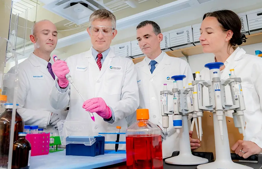 From left, Brandon Huffman, MD, Brian Wolpin, MD, MPH, Andrew Aguirre, MD, PhD, and Stephanie Dougan, PhD.